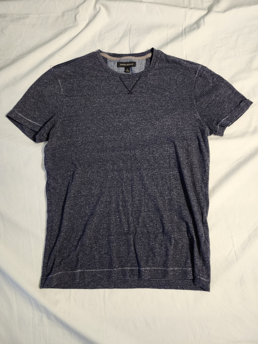 Banana Republic Men’s Short Sleeve Heathered Navy Crew Tee